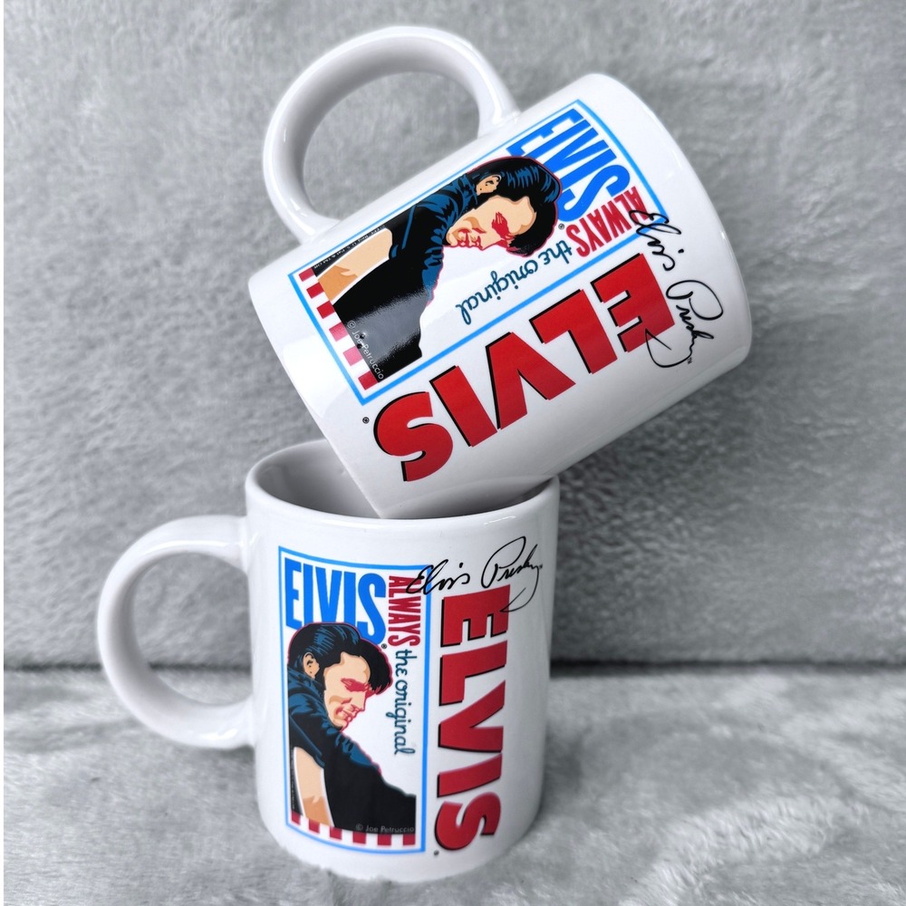 Elvis‎ Presley Always the Original Coffee Mug Set Joe Petruccio Signature White